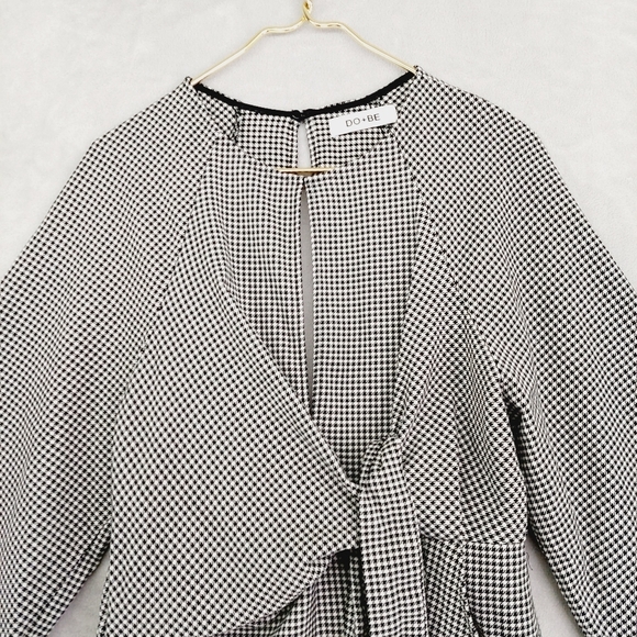 Do+Be Houndstooth Knot Front Faux wrap Mini Dress P117 - Picture 3 of 8